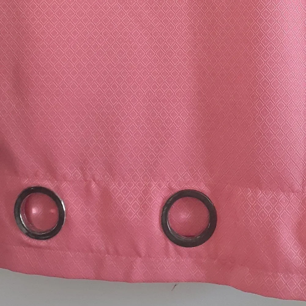 Grommet Top Window Salmon Pink Drapes Window Curtain Diamond Pattern 84 Inch